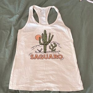 White Saguaro Graphic Tank Top